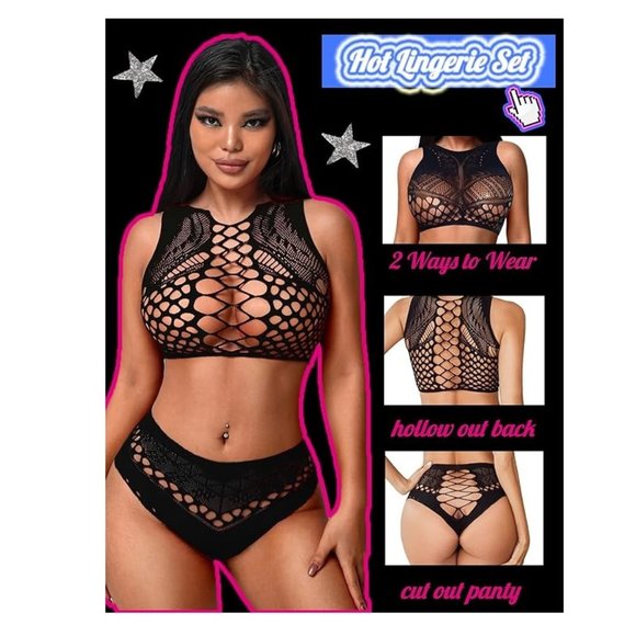 Fishnet Lingerie Two Piece - Picture 2 of 4